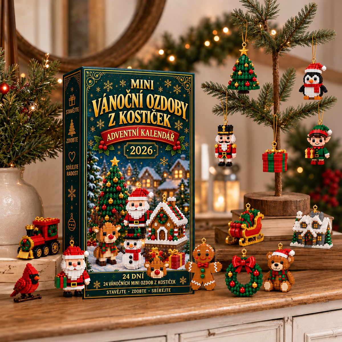 Adventní kalendář s mini ozdobami z kostiček – fotografie 6