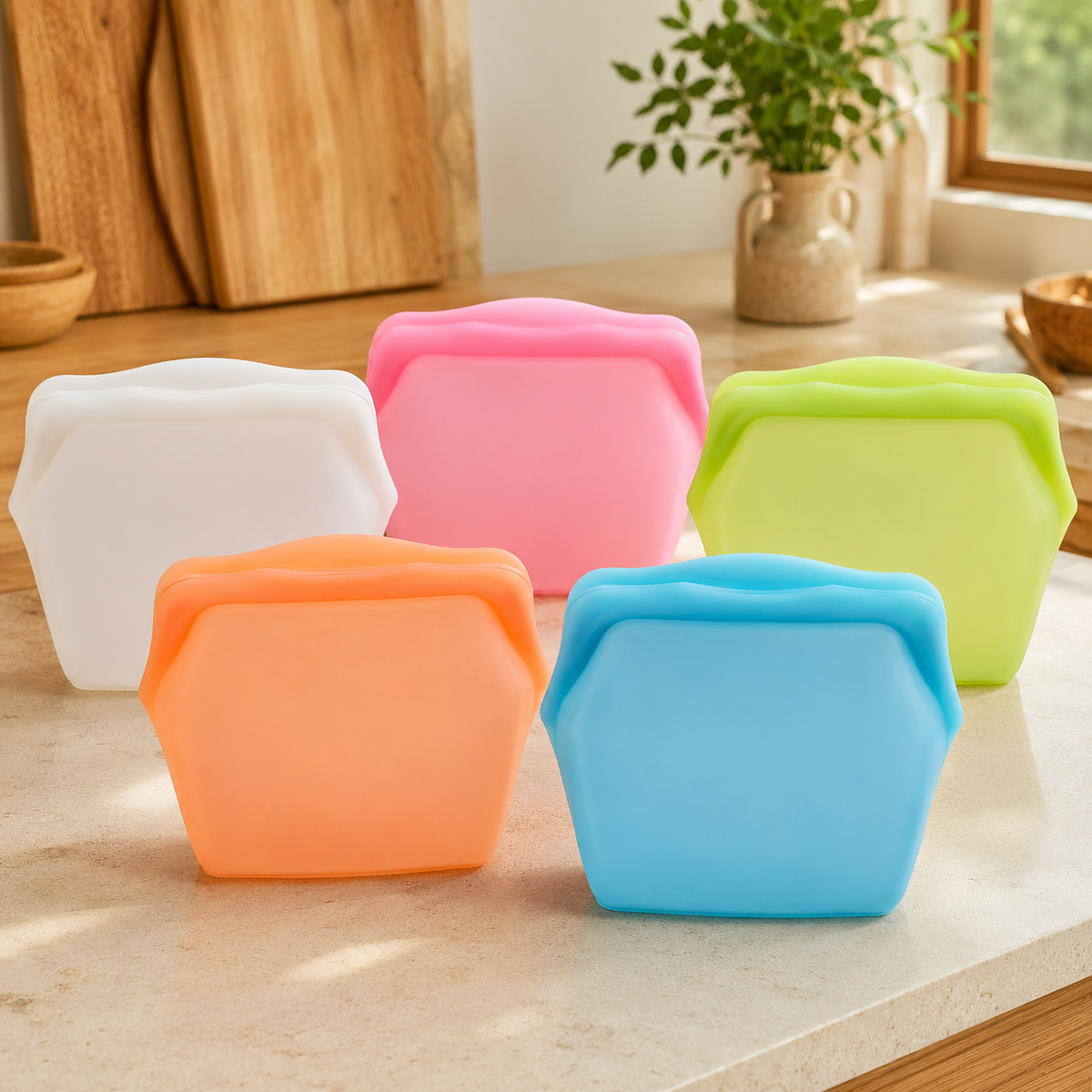 Silikonové sáčky na potraviny v pěti barvách